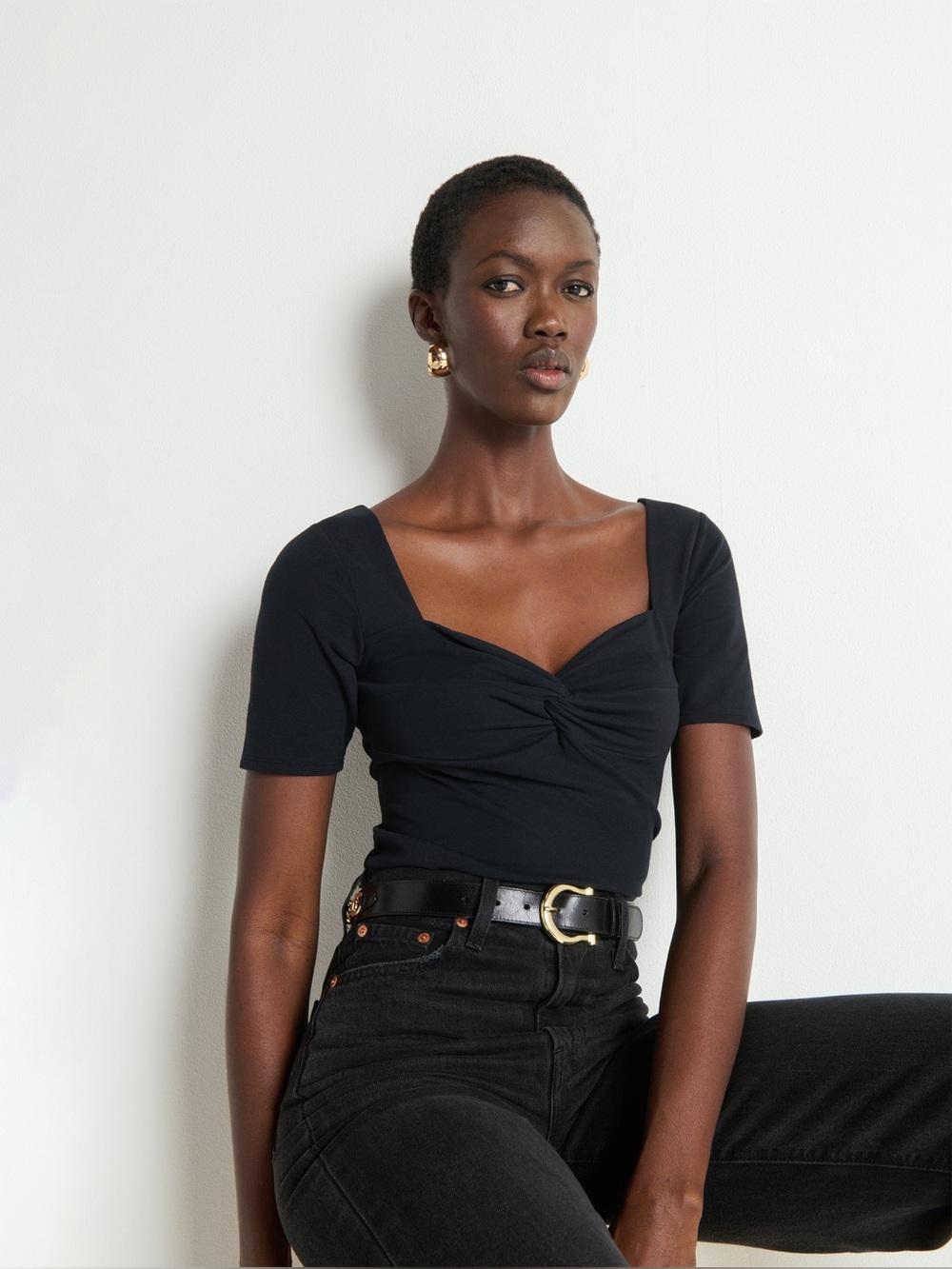 NATION LA $128 Lana Twisted Top - Black